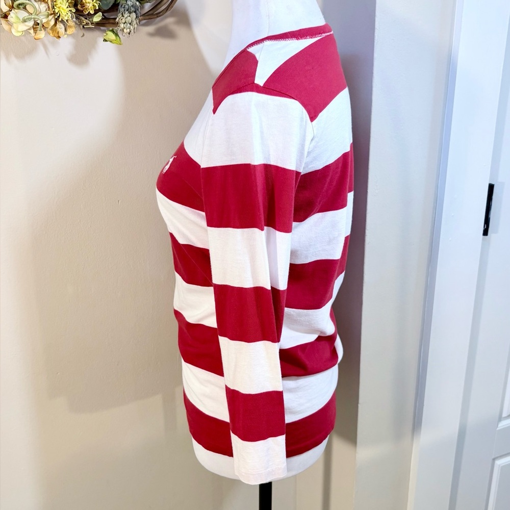 Ralph Lauren Red and White Striped 3/4 length Sleeve Tee - Picture 6 of 9
